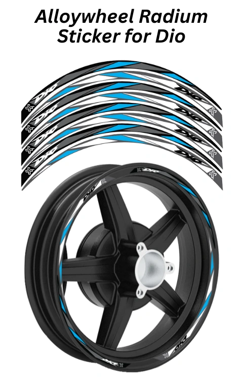 Alloy Wheel Radium Sticker Compatible with Dio | Made in Premium Radium with FPF (Fade Protection Film), Precut Sticker, Waterproof, Pack of 1